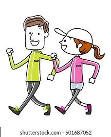 Sports: Walking to young couple