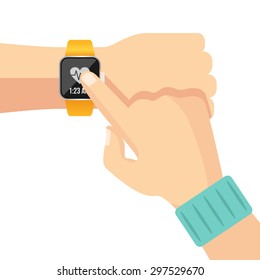 Sports watch. Vector flat illustration