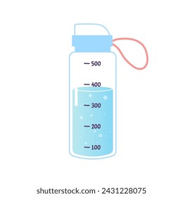 Sports water bottle character, h2o, for drinking soda vector illustration 