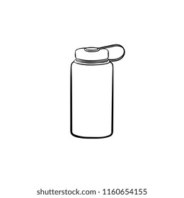 Sports Water Bottle Hand Drawn Outline Doodle Icon. Plastic Water Container, Thirst And Refresh, Energy Concept. Vector Sketch Illustration For Print, Web, Mobile And Infographics On White Background.