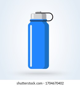 Sports water bottle icon. Blue plastic bottle in flat cartoon style. vector illustration