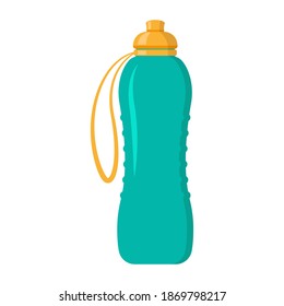 Sports water bottle icon. Colored silhouette. Vertical view. Vector flat graphic illustration. The isolated object on a white background. Isolate.