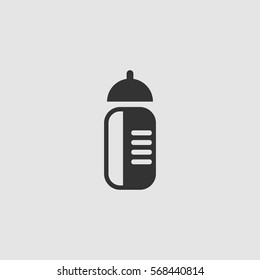 Sports water bottle icon flat. Black pictogram on grey background. Vector illustration symbol