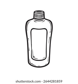 Sports water bottle line vector illustration, Hand Drawn Symbol Vector Illustration	