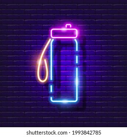 Sports water bottle neon icon. Sports concept. Vector illustration for design.