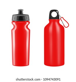 Sports water bottles on white background.Vector illustration.