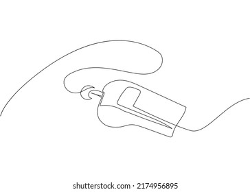 Sports Whistle One Line Art. Continuous Line Drawing Of Sport, Coach, Referee, Activity, Equipment, Goal, Play, Game, Blowing.