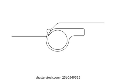 Sports whistle one line art. Continuous line drawing of sport, coach, referee, activity, Continuous one line drawing of sport whistle icon in silhouette.