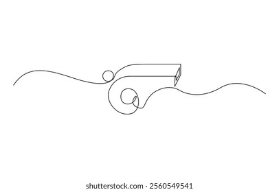 Sports whistle one line art. Continuous line drawing of sport, coach, referee, activity, Continuous one line drawing of sport whistle icon in silhouette.