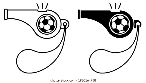 sports whistle of referee of football match. Icon. Minimalistic vector