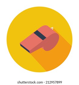 Sports whistle. Single flat color icon. Vector illustration.