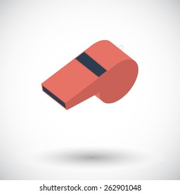 Sports whistle. Single flat icon on white background. Vector illustration.