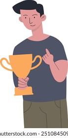 Sports Winner People Cartoon Character. Flat Vector Graphic.
