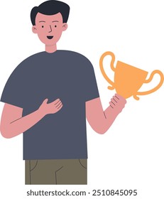 Sports Winner People Cartoon Character. Flat Vector Graphic.