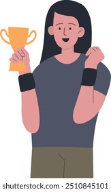 Sports Winner People Cartoon Character. Flat Vector Graphic.