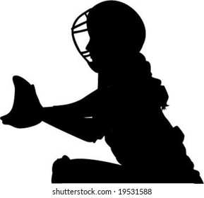 Sports Woman Silhouette, Catcher, Softball