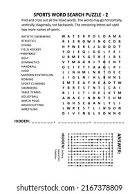 Sports Word Search Puzzle - 2. Suitable Both For Kids And Adults. Answer Included.
