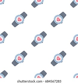 Sports wrist watch with heart rate measurement. Watch for athletes .Gym And Workout pattern icon in cartoon style vector symbol stock illustration.