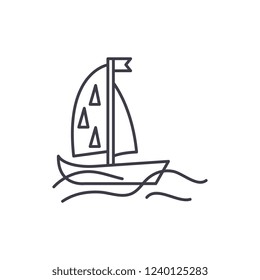 Sports yacht line icon concept. Sports yacht vector linear illustration, symbol, sign