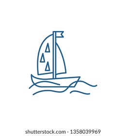 Sports yacht line icon concept. Sports yacht flat  vector symbol, sign, outline illustration.