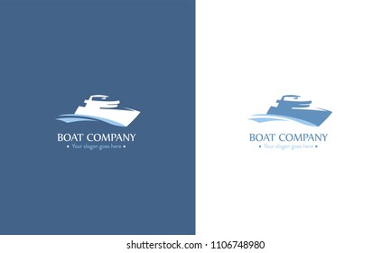  sports yacht in motion, vector logo