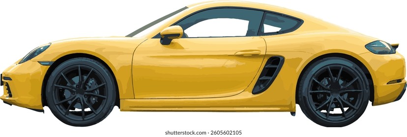 Sports yellow car on white background
