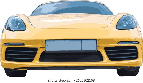 Sports yellow car on white background