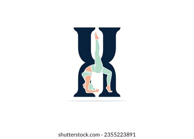 Sports yoga women in letter X vector design. Alphabet letter icon concept. Sports young women doing yoga exercises with letter X logo design.