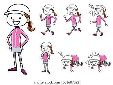 Sports: young woman set variations