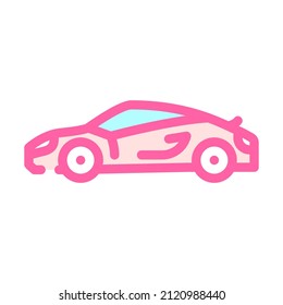 Sportscar High Speed Transport Color Icon Vector. Sportscar High Speed Transport Sign. Isolated Symbol Illustration