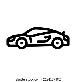 Sportscar High Speed Transport Line Icon Vector. Sportscar High Speed Transport Sign. Isolated Contour Symbol Black Illustration