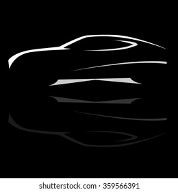 Sportscar Vehicle Silhouette Vector Illustration. Flat icon