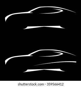 Sportscar Vehicle Silhouette Vector Illustration. Flat icon set