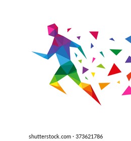 Sportsman abstract triangle design concept element isolated on a white backgrounds, vector illustration