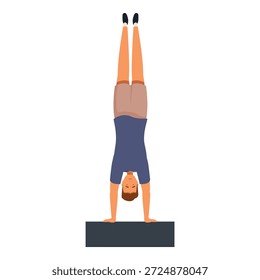 Deportista balanceándose boca abajo, realizando ejercicio de pie de mano, promoviendo un estilo de vida saludable y fitness