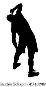 Sportsman boxer worming up and stretching her body at the gym, vector silhouette illustration isolated on white background. losing weight.