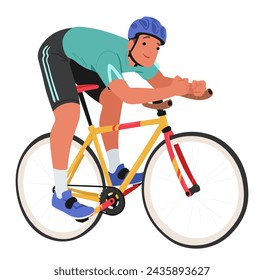 Sportsman Cyclist Maneuvers Skillfully, Riding His Bike With Focused Intensity, Elbows Resting On The Handlebars, Seamlessly Blending Precision And Speed In A Dynamic Display Of Athleticism, Vector