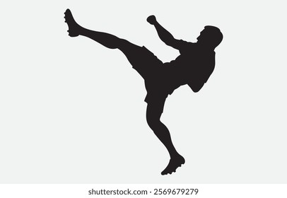 A Sportsman Doing High Kick Silhouette Illustration vector art
