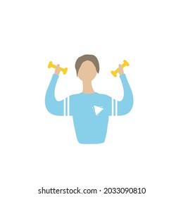 Sportsman with dumbbells cartoon vector illustration