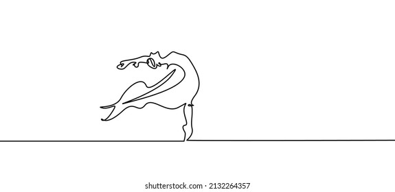 a sportsman flexible ballerina poses in dance demonstration