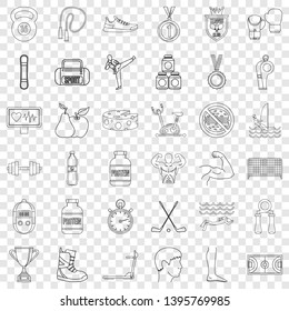 Sportsman icons set. Outline style of 36 sportsman vector icons for web for any design