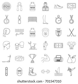 Sportsman icons set. Outline style of 36 sportsman vector icons for web isolated on white background