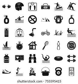 Sportsman icons set. Simple style of 36 sportsman vector icons for web isolated on white background