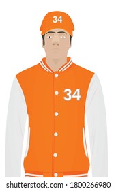 Sportler in Jacke und Baseballkappe. Vektorgrafik