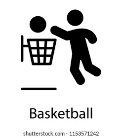 
Sportsman jumping with a ball to basket the goal, notion of basketball 
