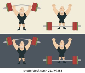 Sportsman lifting heavy barbell. Athlete standing with happy face after workout