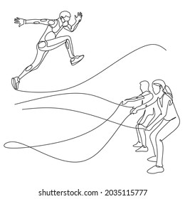 Sportsman line drawing. Sport line art vector