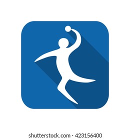 Sportsman man handball player with ball silhouette on a white background flat icon