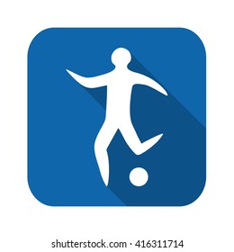 Sportsman man soccer player with ball silhouette flat icon