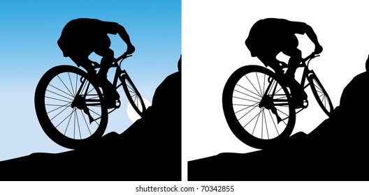 The sportsman on a bicycle leave on a mountain